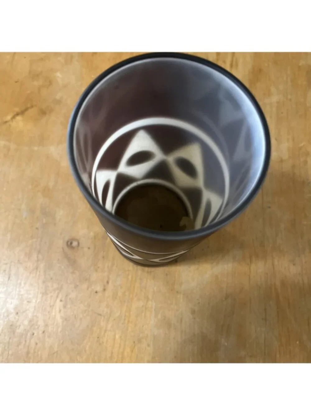 Vintage Czech Republic Black Cut to White Art Glass Cylinder Vase 8